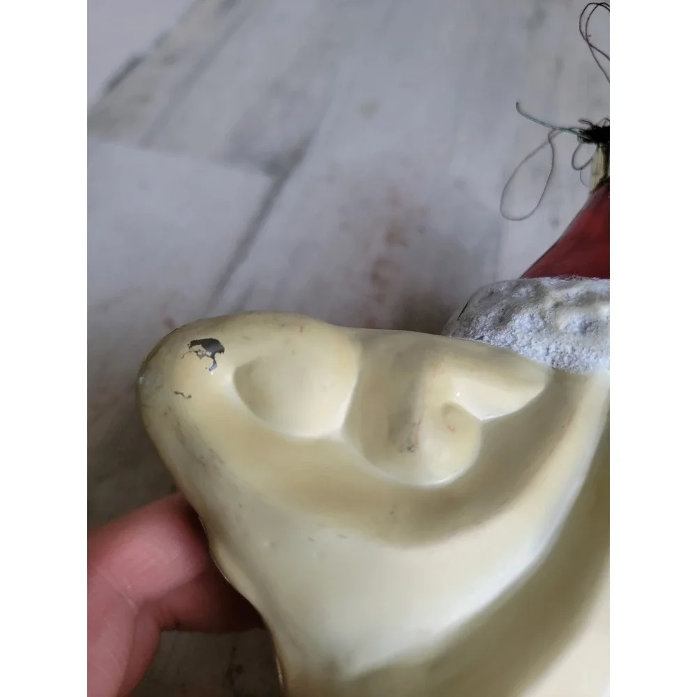 Santa AS IS vintage star large ornament blow mold Xmas mistletoe glitter unique
